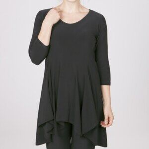 Sympli Solid Black Soft Chakra Tunic 3/4 Sleeve Top Size 8